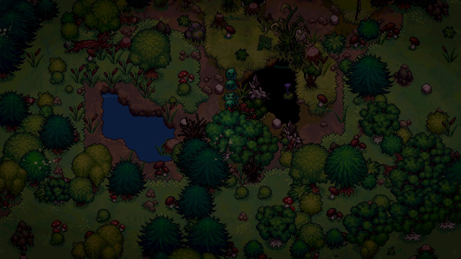 A slime escort venturing into the wetland at night.