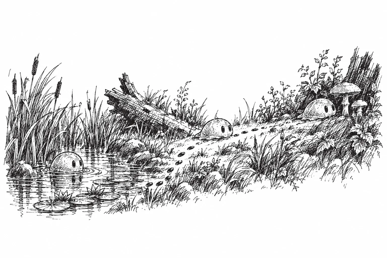 Unlabelled shore study: drinking in water and foraging on land