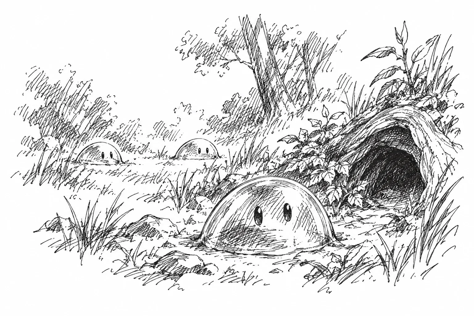 An Aqua and its colony on their first paths near the nest