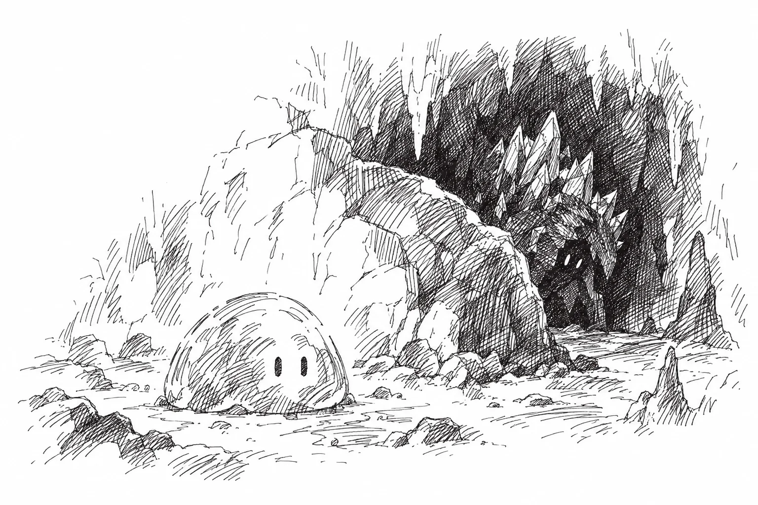Aqua light and a retreating Gloom in a cavern