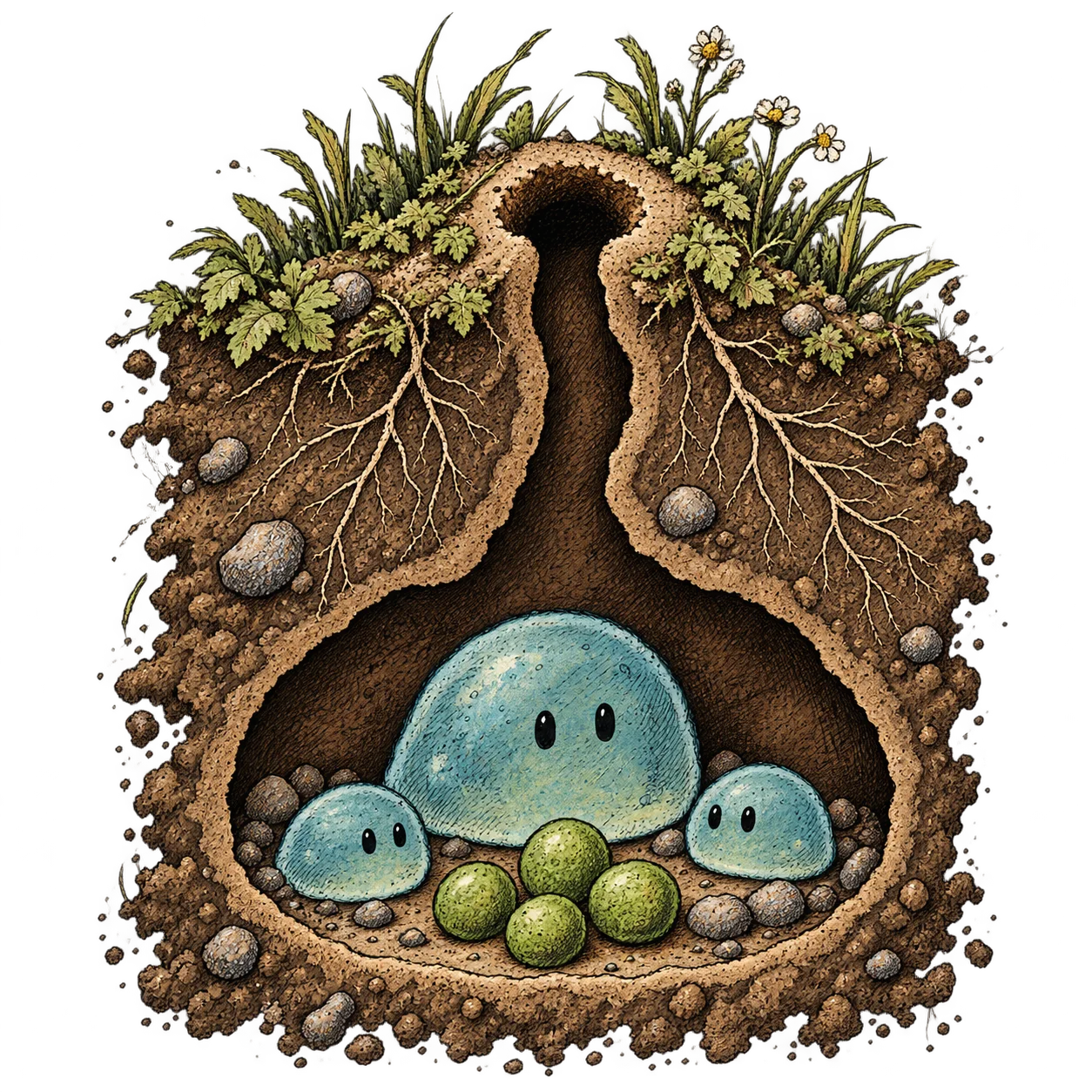 An inhabited nest in cross-section