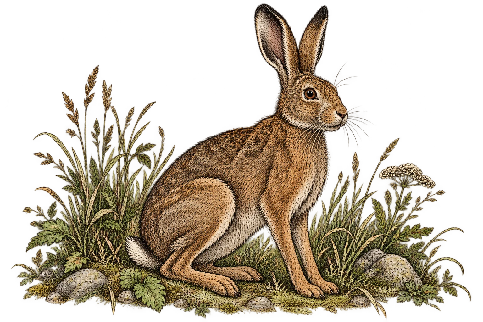 Hand-colored natural-history study: Forest hare