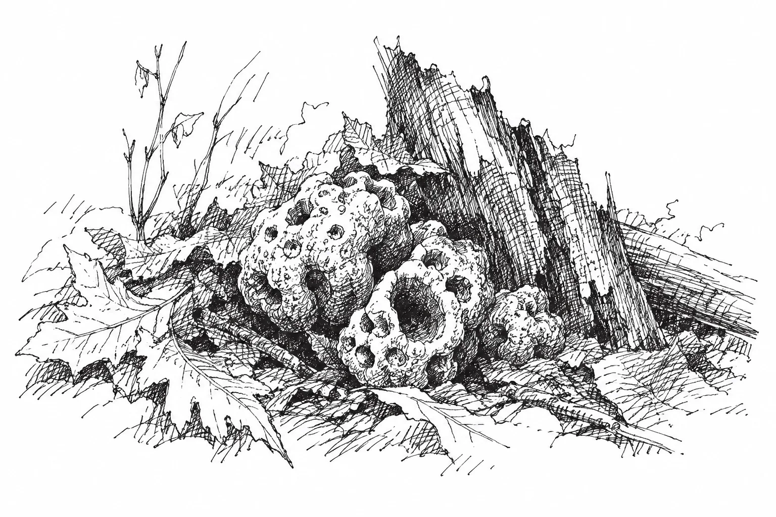 A persistent toxic growth beside decaying wood